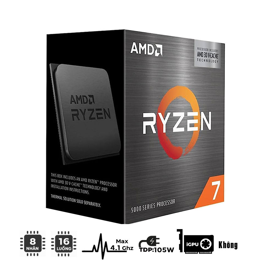 CPU AMD Ryzen 7 5700X (3.4 GHz Upto 4.6GHz / 36MB / 8 Cores, 16 Threads / 65W / Socket AM4)