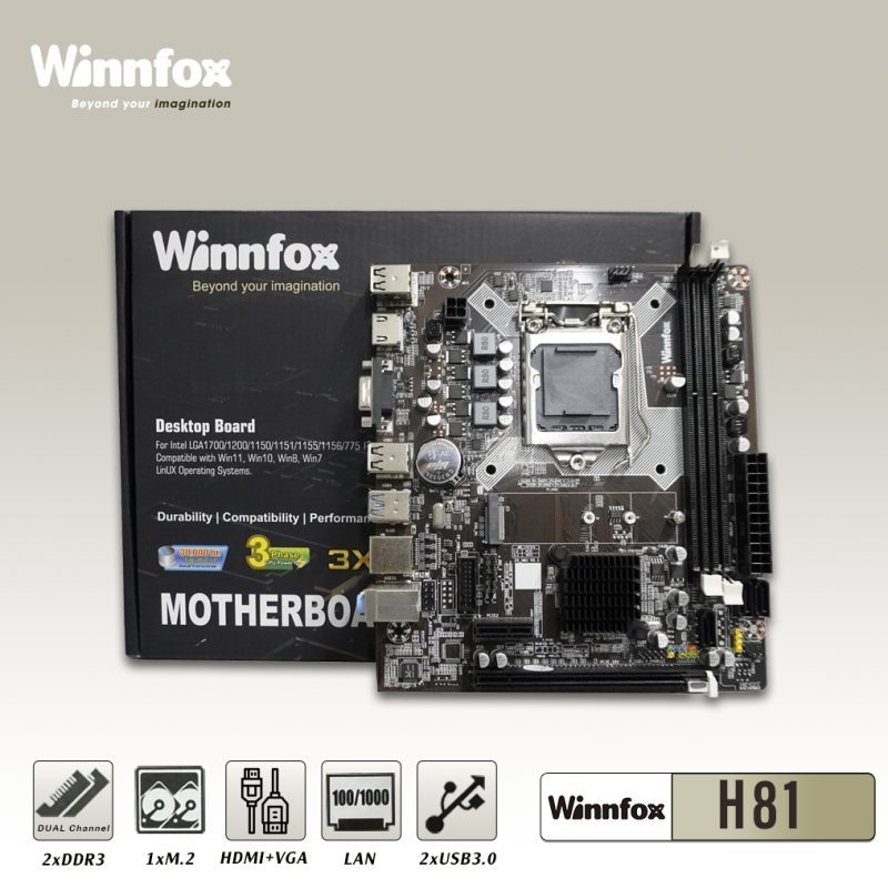 Mainboard WINNFOX H81 HDMI, VGA (socket 1150)